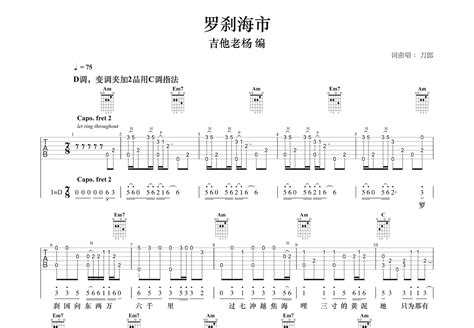 罗刹海市吉他谱刀郎c调指弹 吉他世界