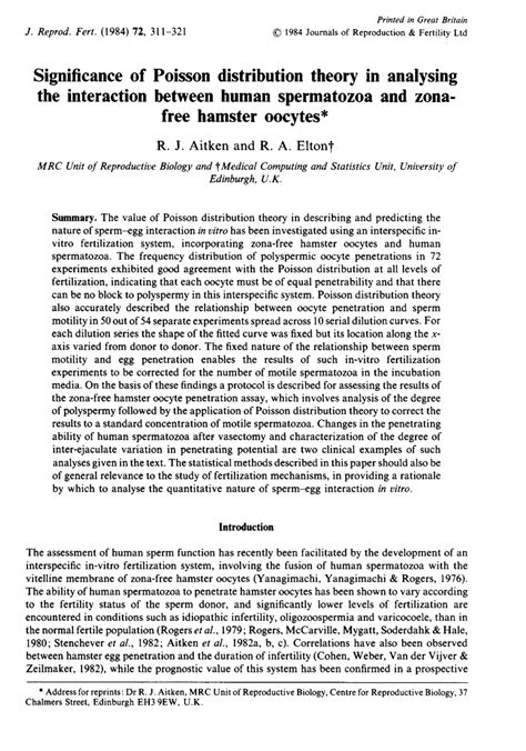 Pdf Significance Of Poisson Distribution In Analysing The Interaction