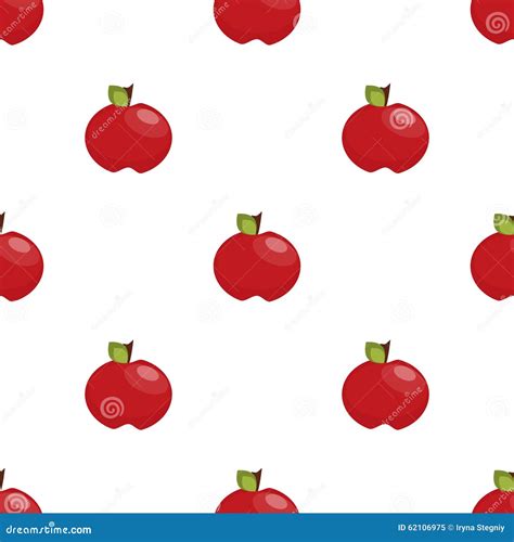 Seamless Pattern Red Apples On A White Background Stock Illustration