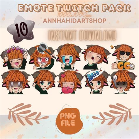 Twitch Emote Ginger Hair With Horns Pack Emotes 10 Emotes Ready To