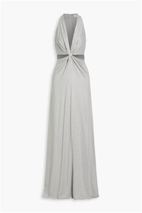 Halston Rose Twisted Cutout Metallic Jersey Gown The Outnet