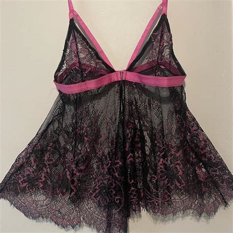 Pink Floral Lace Babydoll Lingerie Top Open Front Depop