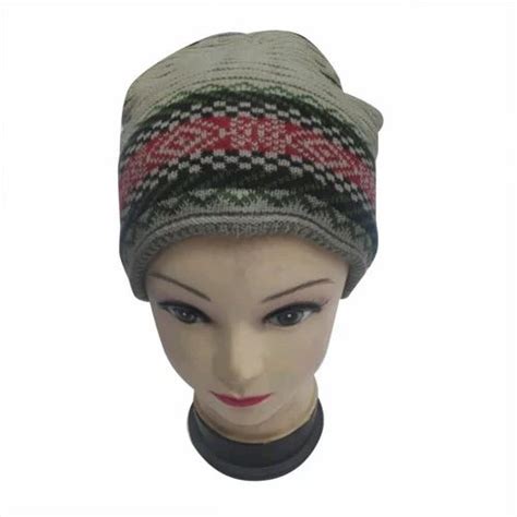 Grey Base Men Knitted Woolen Cap Size Medium Winter At Rs 65 Piece