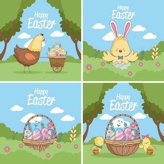 Premium Vector | Happy easter cards collection