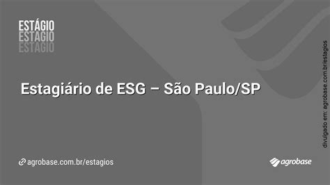 Estagiário de ESG São Paulo SP Agrobase Estágios