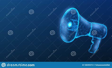 Bullhorn 3d Megaphone Communication Announcement Message Shout Speech Concept Abstract Low