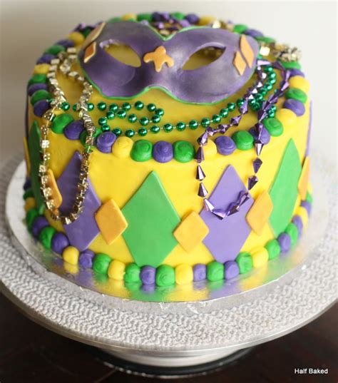 Mardi Gras Cake With Fondant Mask Topper - CakeCentral.com