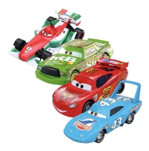 Kit 4 Carrinhos Filme Carros Disney Miniatura Mcqueen 1 55