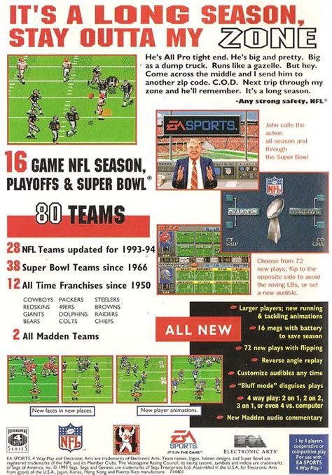 Madden NFL '94 cover or packaging material - MobyGames