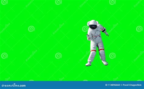 Funny Astronaut Dancing Green Screen Realistic 4k Animation Stock