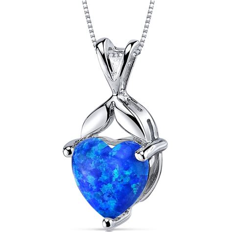 Revoni Blue Green Opal Pendant Necklace Sterling Silver Heart Shape