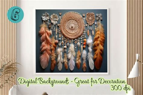 Boho Feathers Macrame Background Bundle Bundle Creative Fabrica