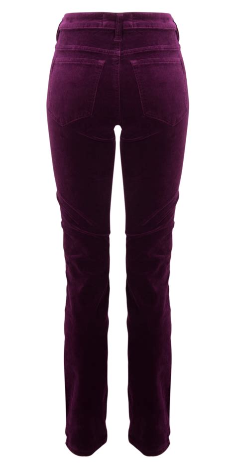 Amazing Woman Gemini Velvet Straight Leg Jeans In Plum