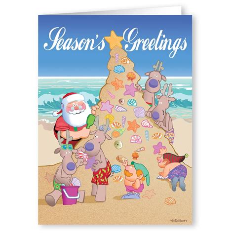 Beach Sand & Seashell Christmas Tree - Funny Holiday Christmas Cards ...