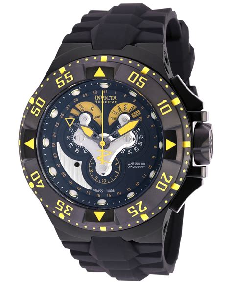 Invicta Men's Chronograph Reserve Excursion Black Polyurethane Strap ...