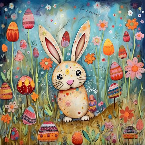 Whimsical Easter Bunny Art Print Free Stock Photo Public Domain Pictures