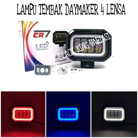 Jual Lampu Tembak Sorot LED CWL 4 Mata Lensa Kotak CR 7 Lampu Tembak