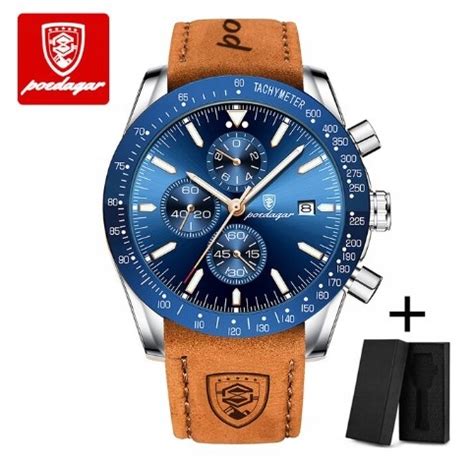 Zegarek Męski Klasyczny Poedagar Niebieski 44mm 12974976095 Allegro pl