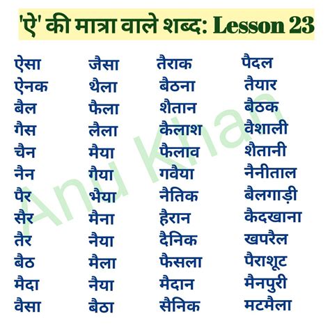 Easy Hindi Words