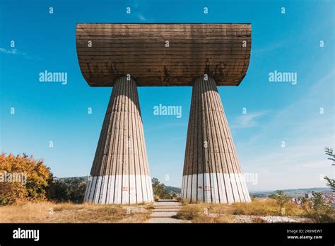 The Large Concrete Fallen Miners Spomenik In Mitrovica Kosovo