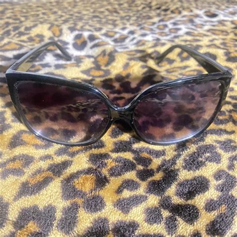 cat eye sunglasses purple lens black frame no... - Depop