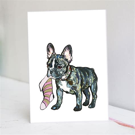 French Bulldog Christmas Card – Pet Portrait Illustration