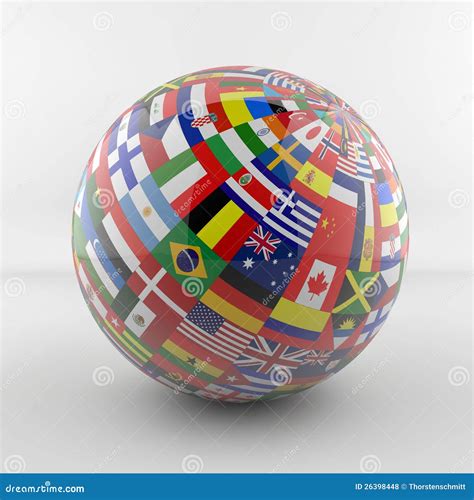 Глобус флага с различными флагами страны Иллюстрация штока ...