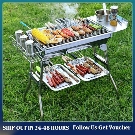 Portable Foldable Stainless Steel Outdoor Charcoal Grill Stainless