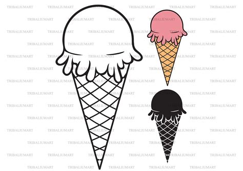 Ice Cream Cone Cut Files For Cricut Clip Art Silhouette Eps Svg