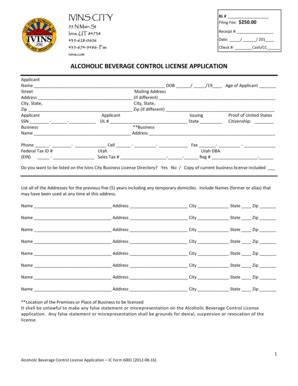 Fillable Online Alcoholic Beverage Control License Application The