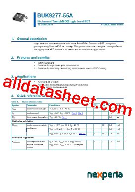 BUK9277 55A Datasheet PDF Nexperia B V All Rights Reserved