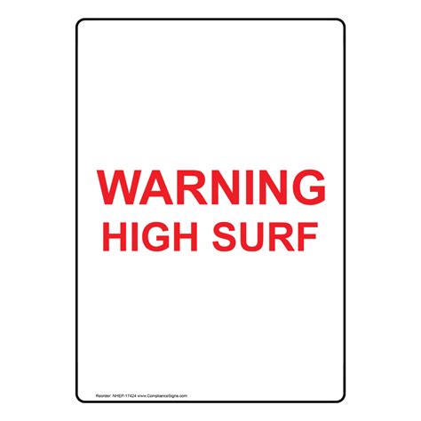 Vertical Sign Water Safety Warning High Surf