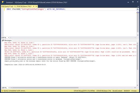 SQL Server DBCC Commands DBCC CHECKDB Steve Stedman