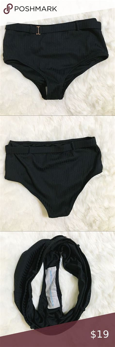 Black Ribbed Bikini Bottoms Size Small NWOT Shade Shore Black High