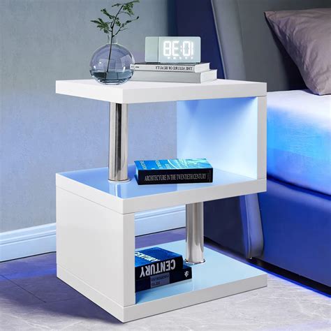 Homcom Side Table Square Coffee Table Modern End Table With 2 Tier Storage Shelves For Living