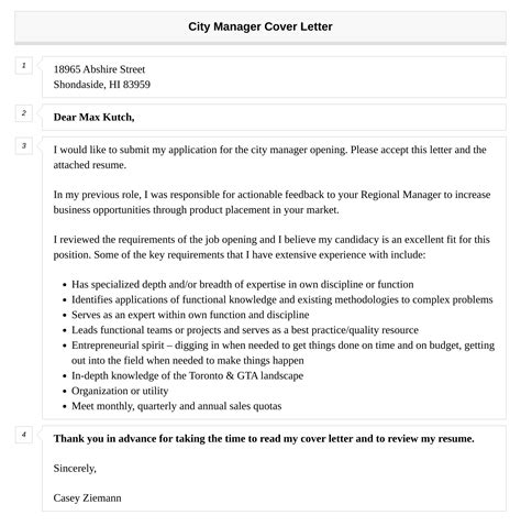 City Manager Cover Letter Velvet Jobs