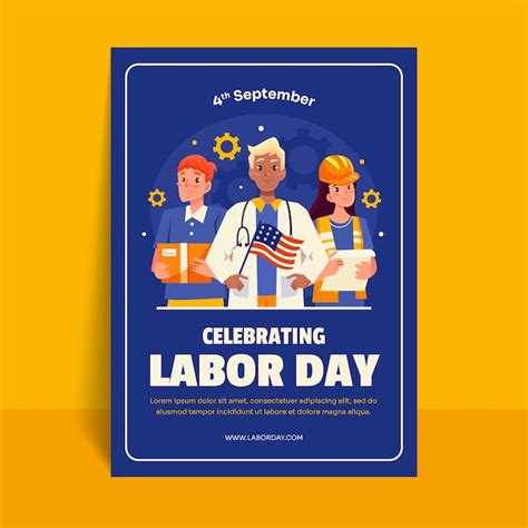 Free Vector Vertical Poster Template For Us Labor Day Celebration