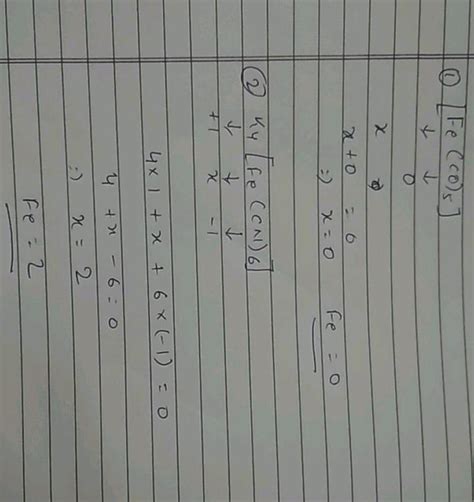 Calculate The Oxidation Number Of The Central Atom In A Fe Co B K4 Fecn6 Ction