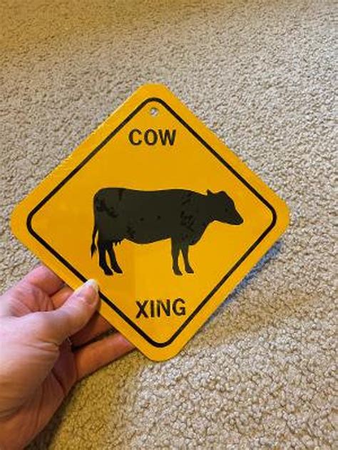 Cow Xing 6x6 Inch Small Funny Aluminum Crossing Sign Etsy