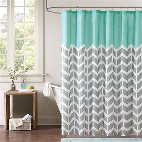 Teal Chevron Shower Curtains