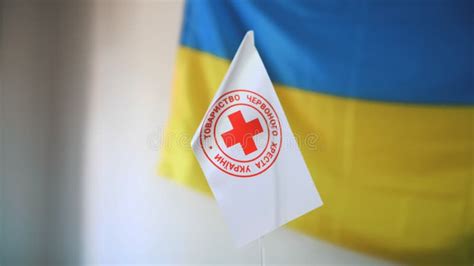 White Flag With Red Cross Emblem Close Up Red Cross Stock Video