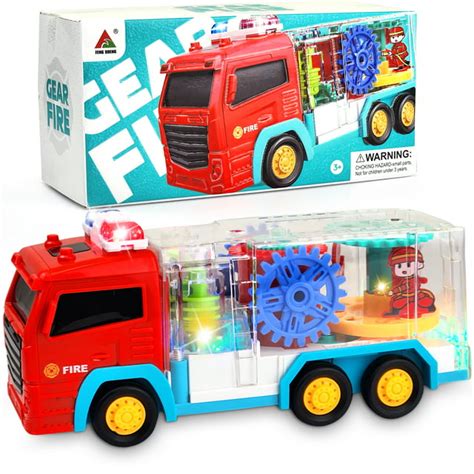 Fire Truck Toy Light Up Transparent With Real Fire Truck Sound 8 ...