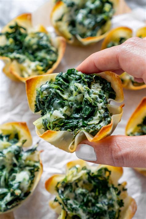 Spinach Artichoke Wonton Cups Jz Eats