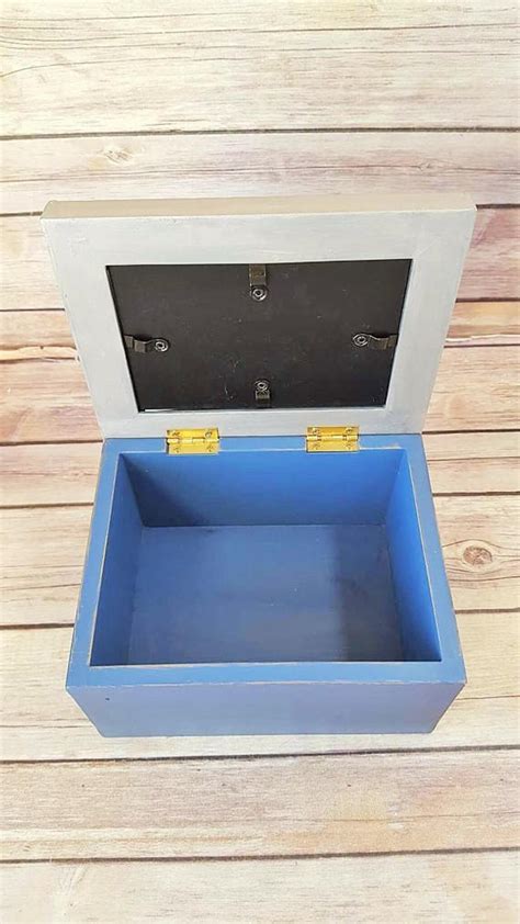 Jewelry Box Wood Blue Jewelry Box Blue and Gray Home Decor Blue Bedroom ...