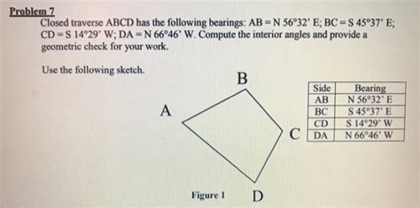 Solved Problem 7 Closed Traverse ABCD Has The Following Chegg