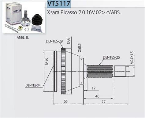 Junta Homocinética Citroen Xsara Picasso 2 0 16V 99 ABS Manual