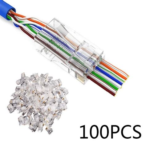 100pcs Cat6 Rj45 Passthrough Tagusan Passthru Ez Rj45 Ez Rj45 Rj45 Pass Through Connector Cat6