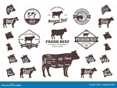 Vector Beef Logo Icons Charts And Design Elements Stock Vector