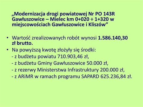 Modernizacja Drogi Powiatowej Nr Po R Gaw Uszowice Mielec Km W