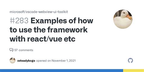 Examples Of How To Use The Framework With React Vue Etc Issue